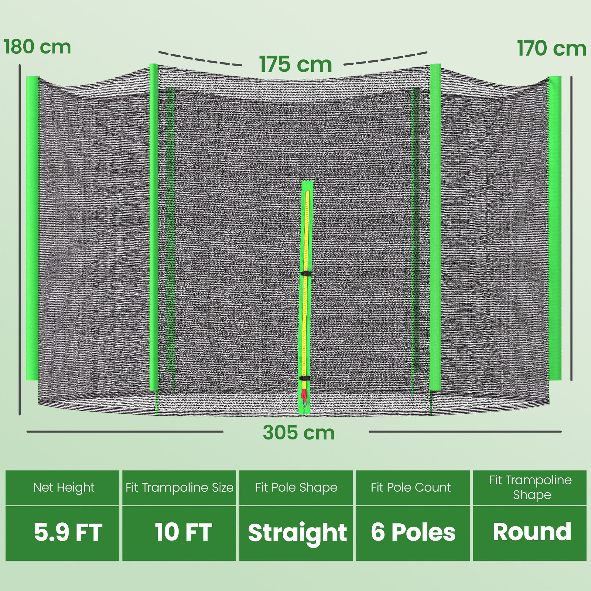 Sportnow Red De Seguridad Para Cama Elástica Ø305 Cm Verde_2