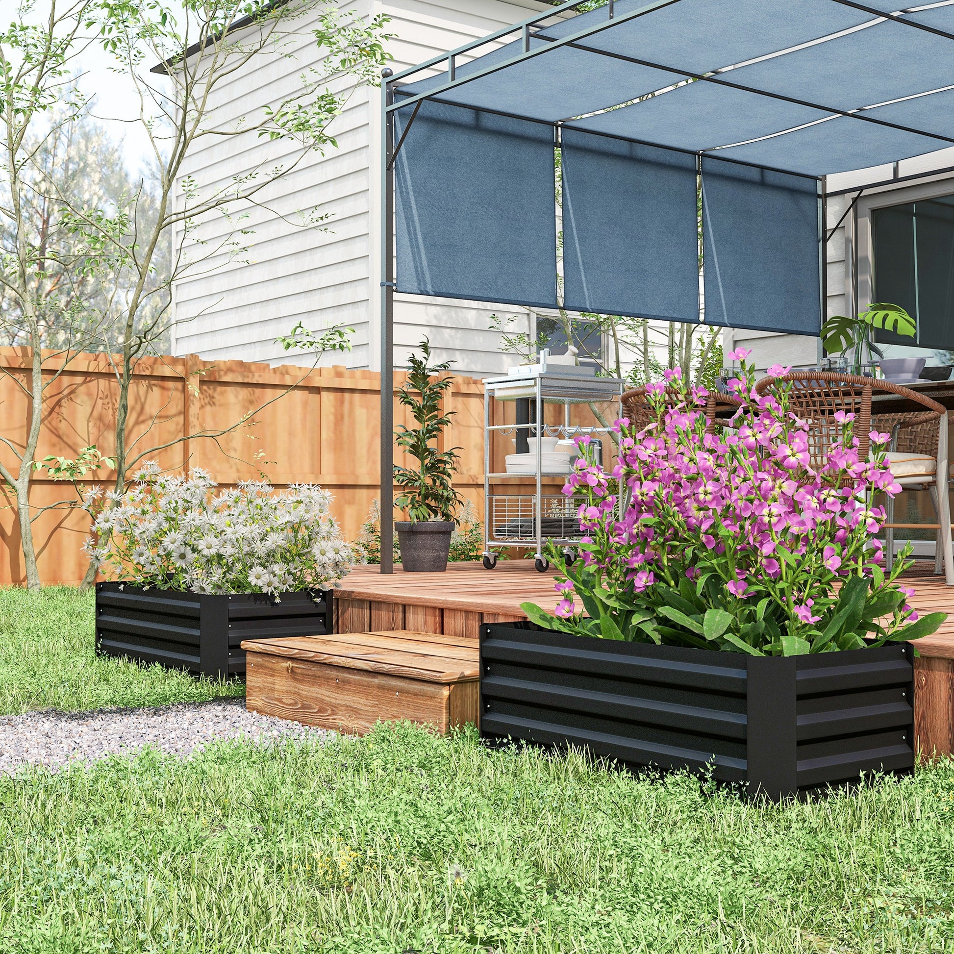 Outsunny Juego De 2 Jardineras Exterior Grandes De Acero Galvanizado_1