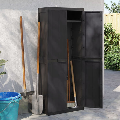 Armario De Almacenaje Exterior Pp Negro 65x37x165 Cm_0