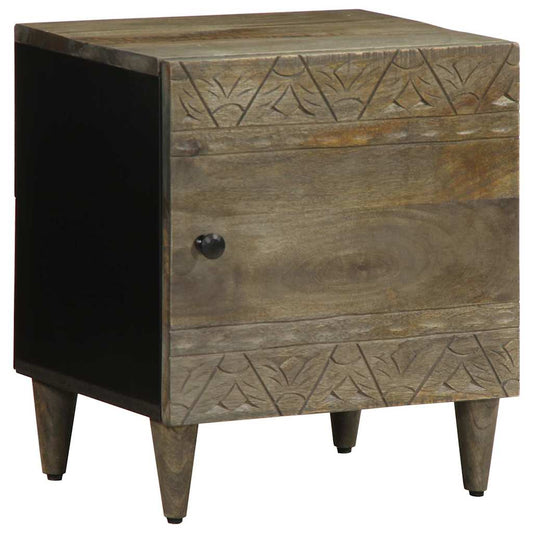 Mesitas Noche 2 Uds Madera Maciza Mango Gris Claro 40x33x46 Cm_0
