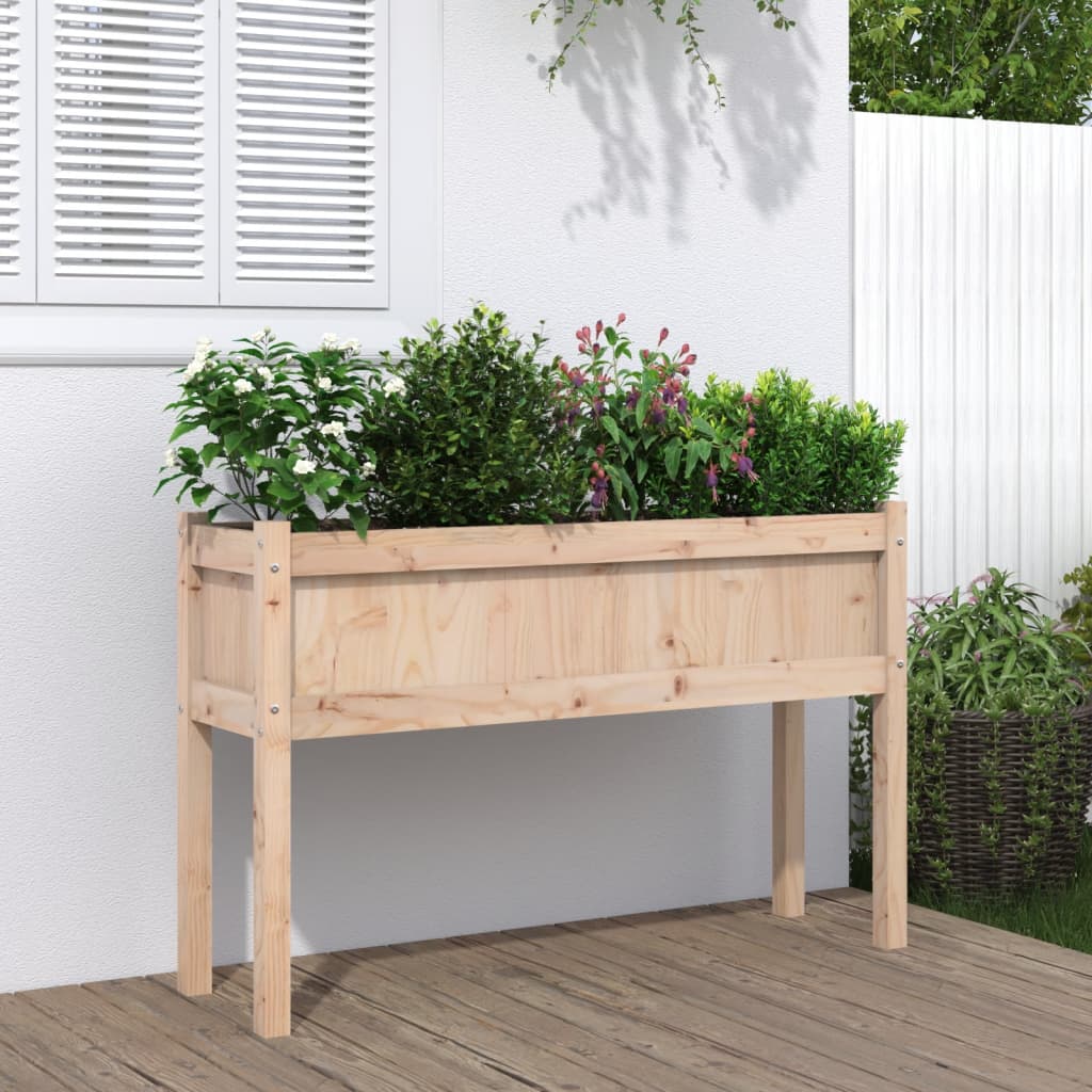 Jardinera Con Patas Madera Maciza De Pino 110x31x70 Cm_1