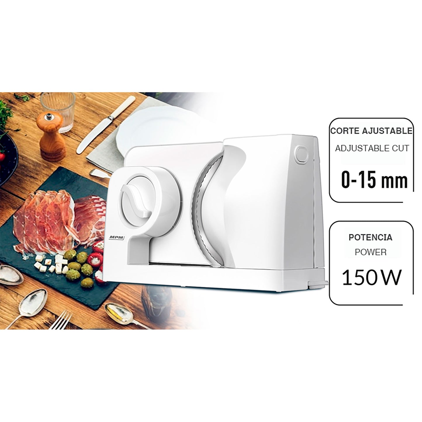 Cortafiambres Plegable, Cuchilla Especial Acero Inox., Corte Ajustable 15 Mm, Disco Corte 17 Cm Mpm Mkr-05_2