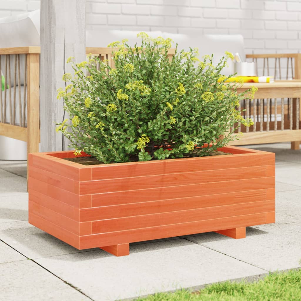 Jardinera De Madera Maciza De Pino Marrón Cera 70x40x26,5 Cm_2