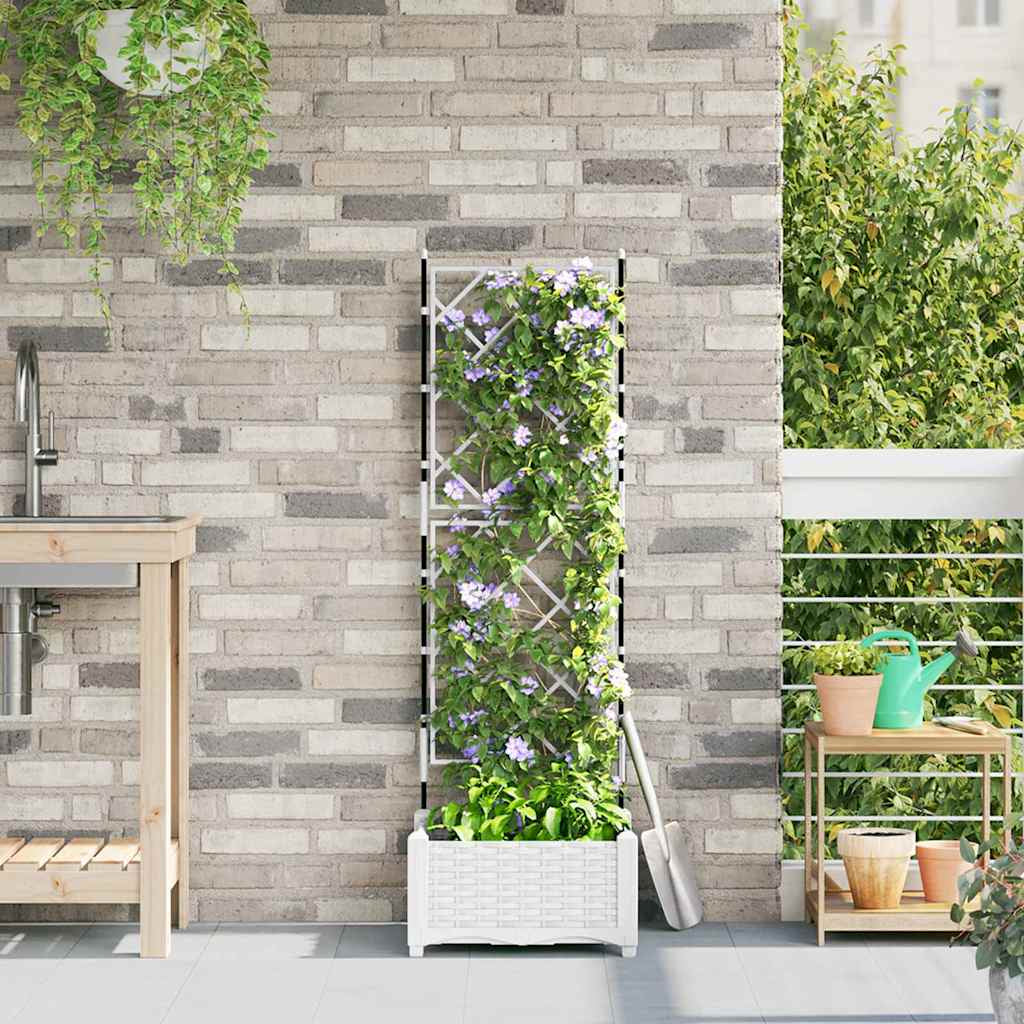 Vidaxl Maceta De Jardín Con Enrejado Blanco 40 X 40 X 125.5 Cm Pp_1