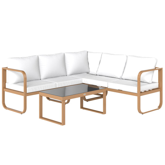 Outsunny Conjunto De Jardín Exterior De 3 Piezas Con Cojines Crema_0