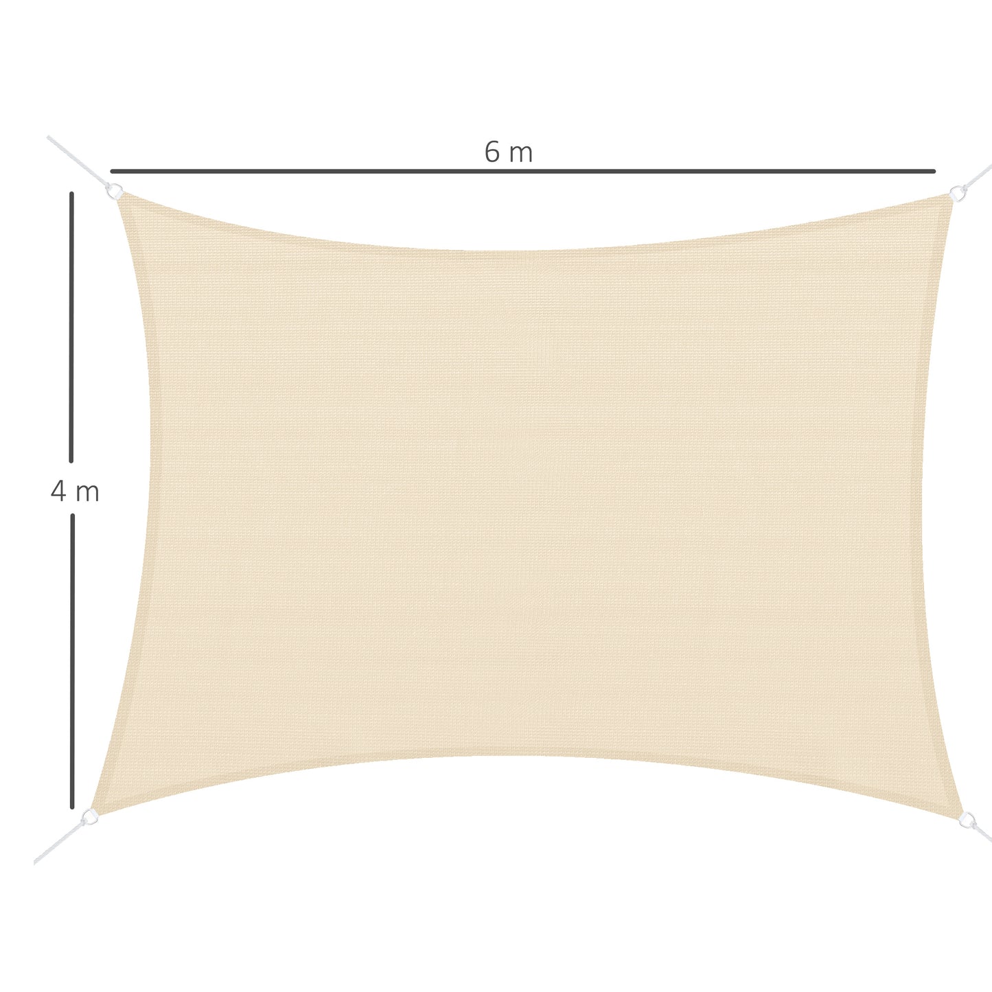 Outsunny Toldo Vela De Sombra Rectangular 4x6 M Con Anti-uv Crema_2