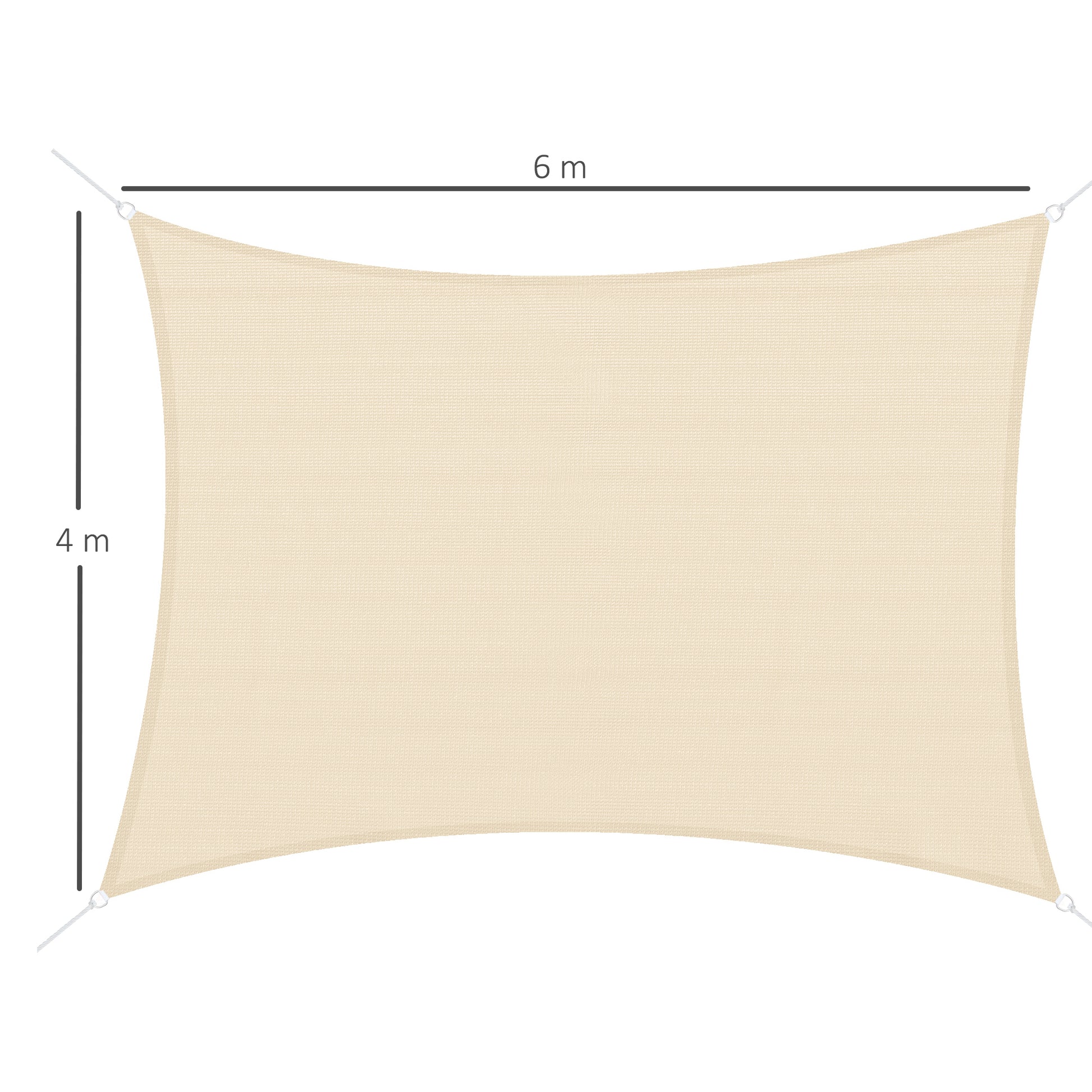 Outsunny Toldo Vela De Sombra Rectangular 4x6 M Con Anti-uv Crema_2