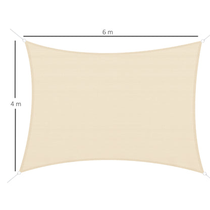 Outsunny Toldo Vela De Sombra Rectangular 4x6 M Con Anti-uv Crema_2