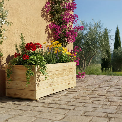 Jardinera Rectangular De Madera Tratada 100x40x40 Cm Ghio Hortalia_1