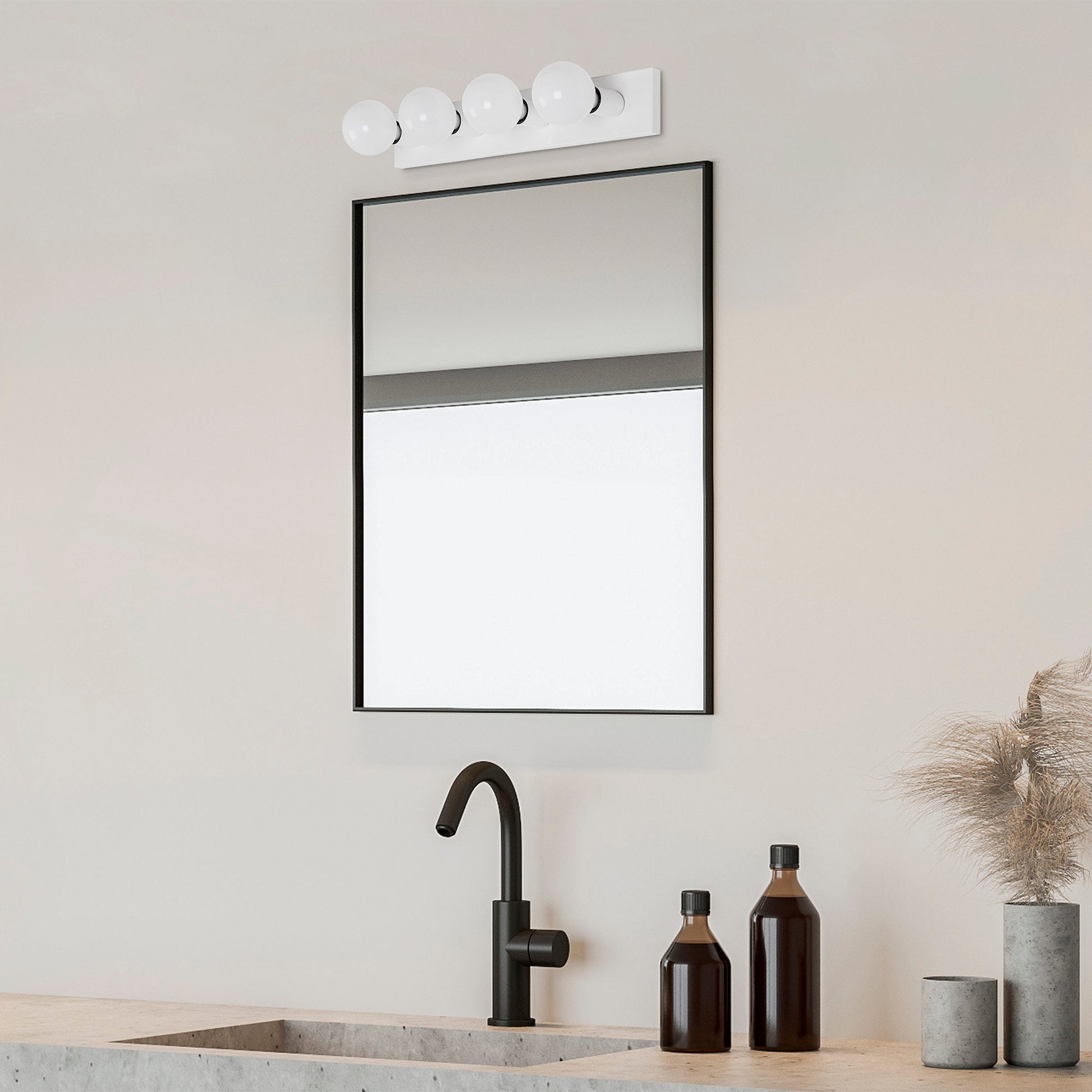 Aplique De Pared, Metal , Blanco, 10x10x60, Casquillo 4 X E27 Max 40 W