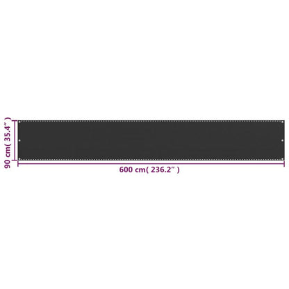 Vidaxl Toldo Para Balcón Hdpe 90x600 Cm Gris Antracita_4