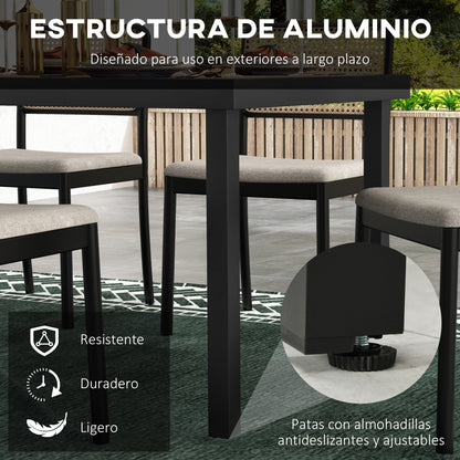 Outsunny Mesa De Comedor Exterior De Aluminio 190x90x74 Cm Natural Y Negro_4