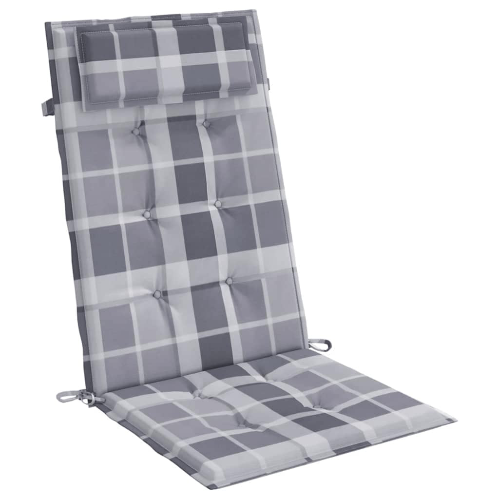 Vidaxl Cojines De Silla Respaldo Alto 2 Uds Tela Oxford A Cuadros Gris_3