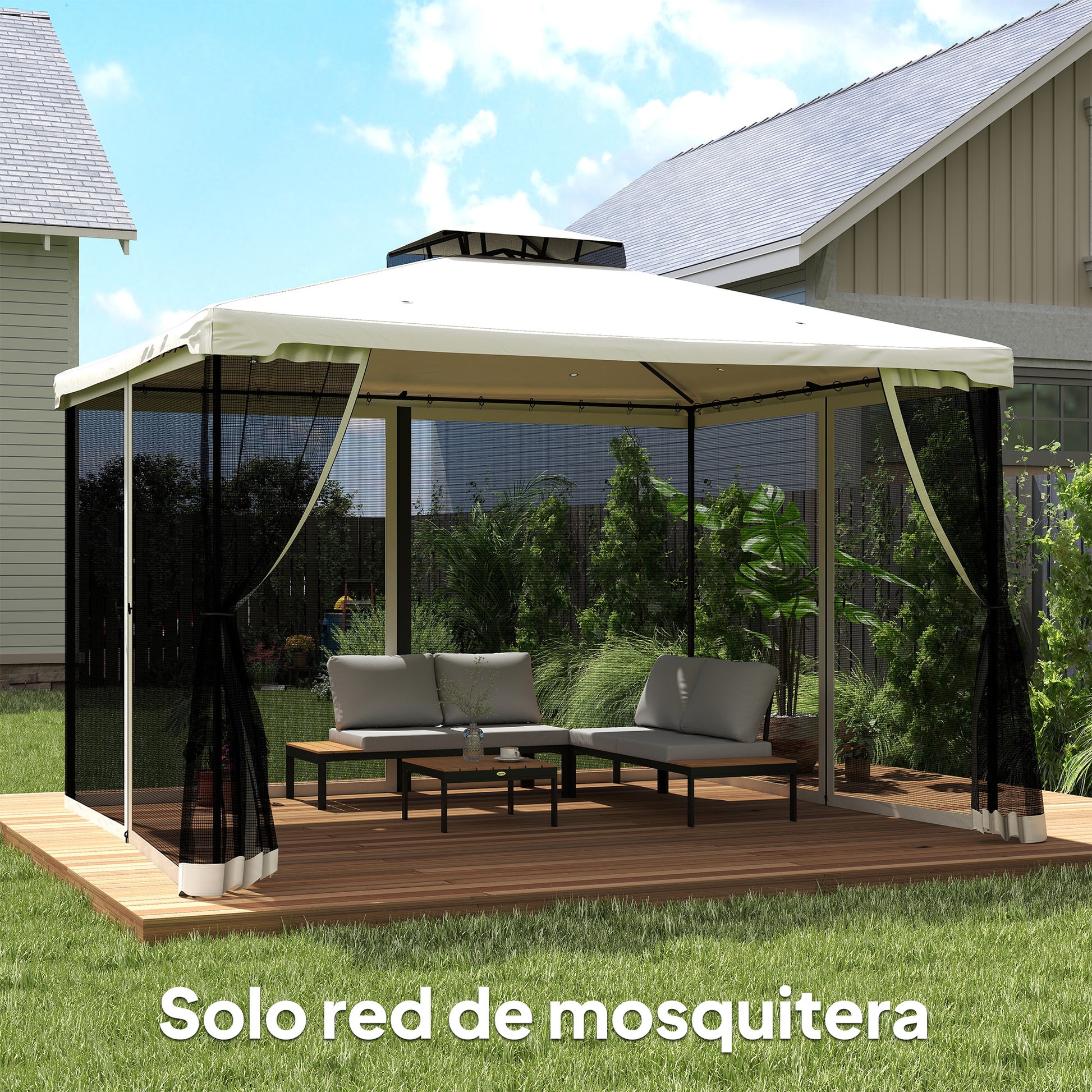 Outsunny 4 Paneles Laterales 335x207 Cm Para Carpa De Jardín Mosquitera_4
