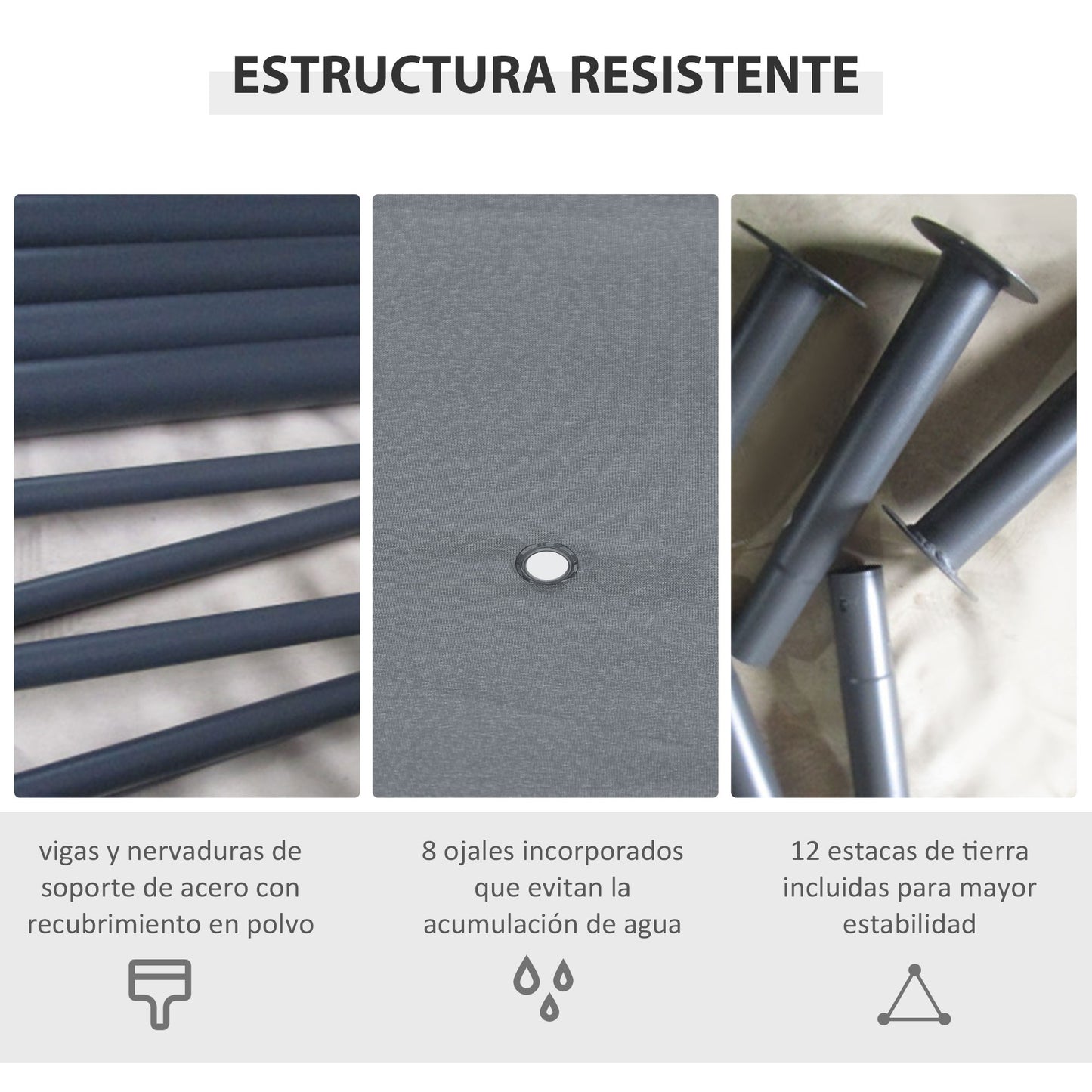 Outsunny Cenador De Jardín 4x3 M Con 6 Paredes Laterales Para Fiestas Gris_3