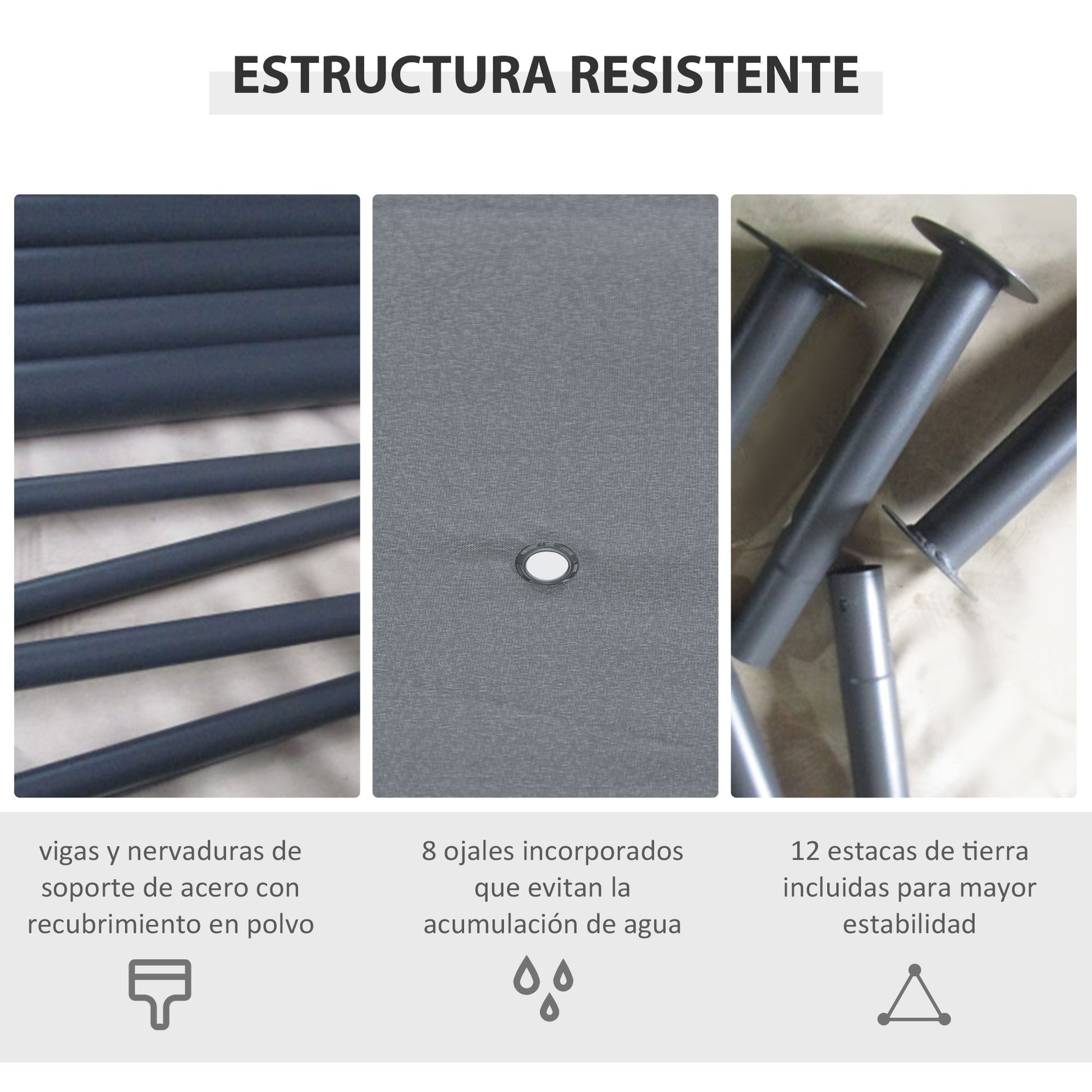Outsunny Cenador De Jardín 4x3 M Con 6 Paredes Laterales Para Fiestas Gris_3