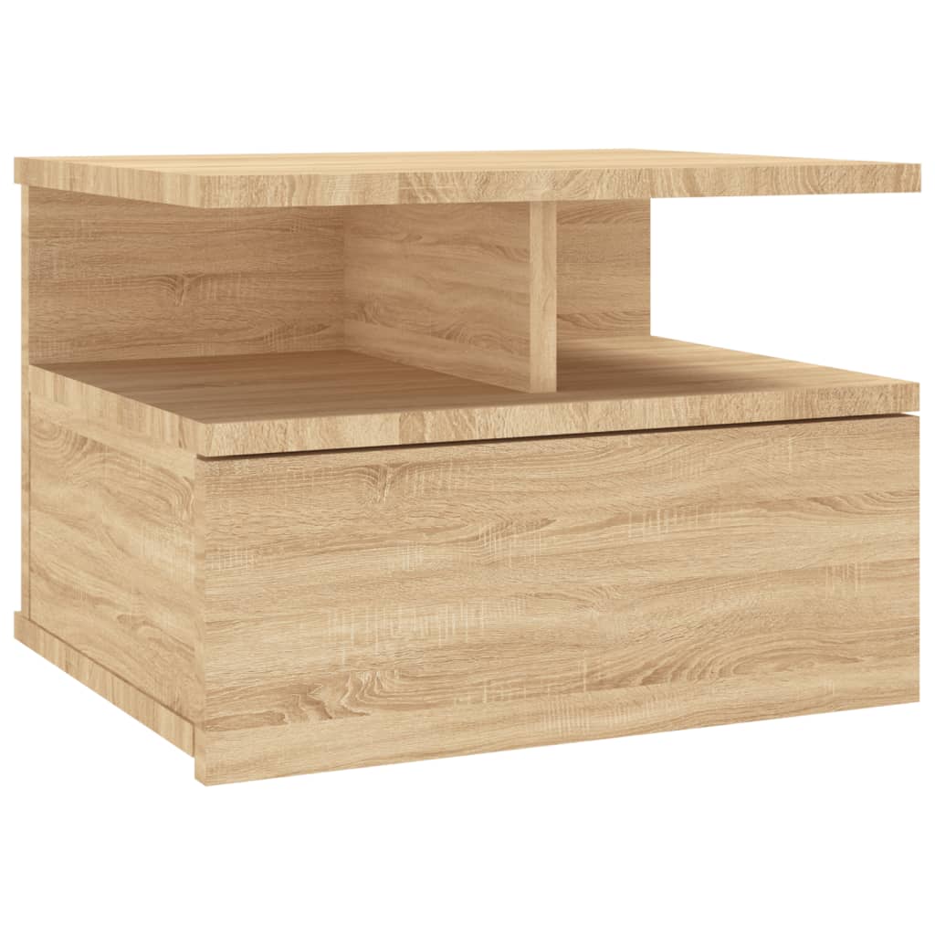 Mesita De Noche Flotante 2 Uds Madera Roble Sonoma 40x31x27 Cm_2
