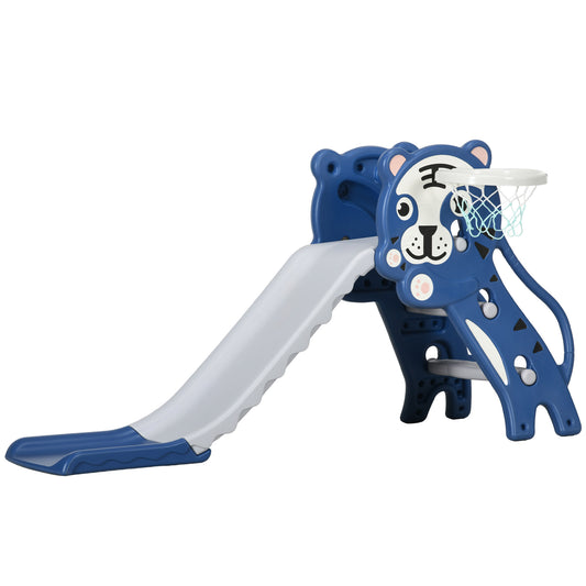 Aiyaplay Tobogán Infantil 3 En 1 Con Patrón De Tigre 133x60x70 Cm Azul Y Gris_0