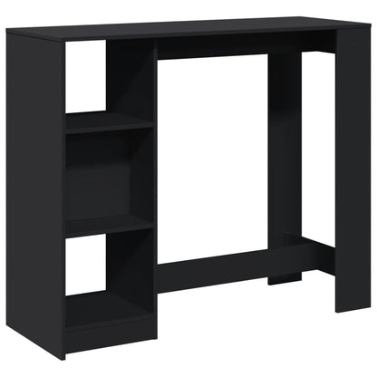 Mesa Bar Con Estante Madera Ingeniería Negra 124x46x103,5 Cm_0