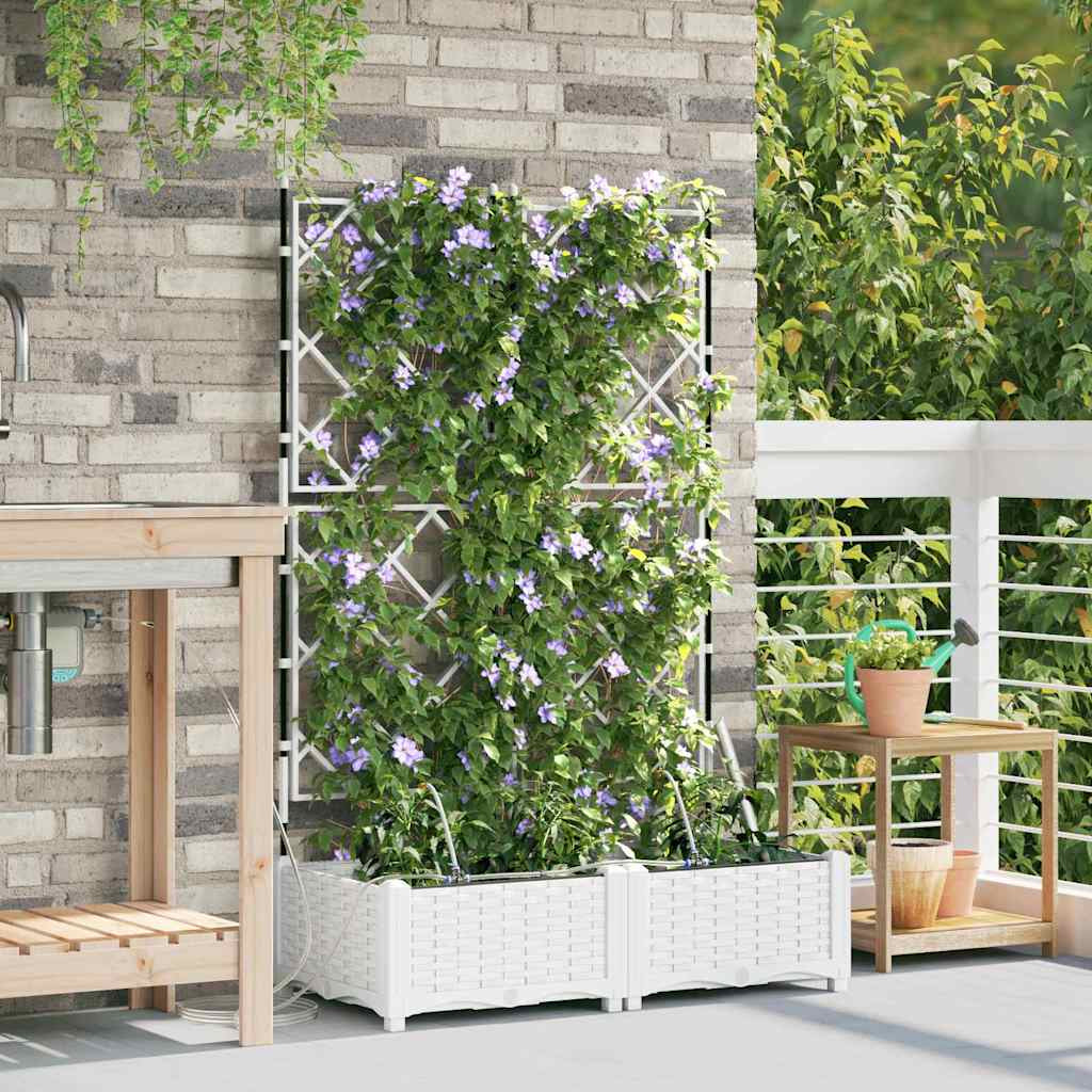 Vidaxl Jardineras Blanco 80 X 40 X 126 Cm Acero_1