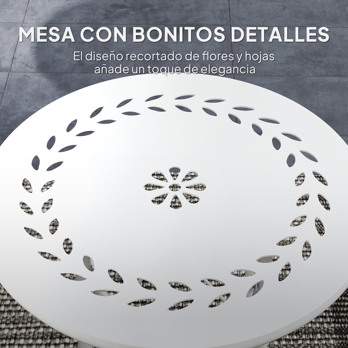 Outsunny Mesa De Jardín Redonda Ø40x50 Cm Para Interior Y Exterior Blanco_3