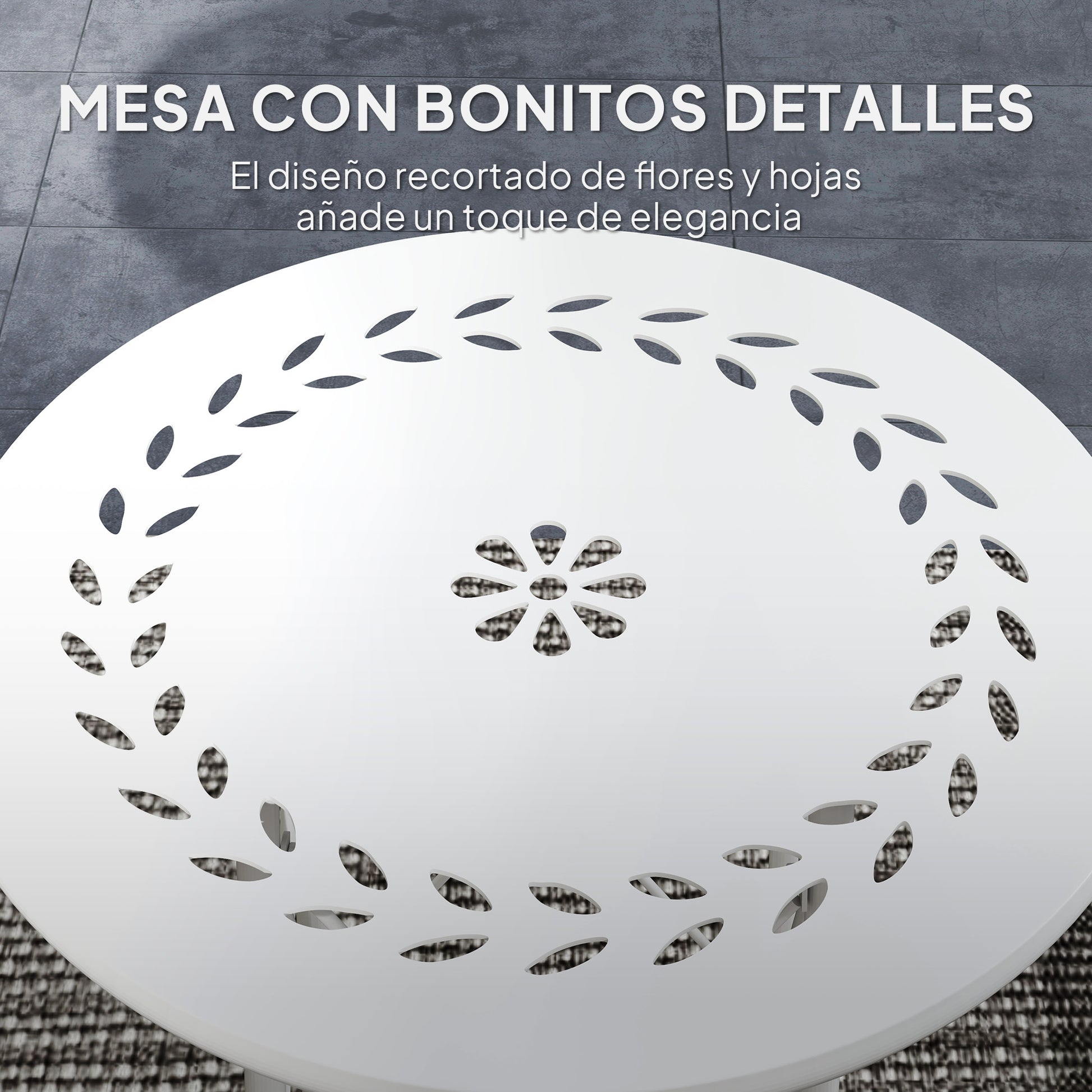 Outsunny Mesa De Jardín Redonda Ø40x50 Cm Para Interior Y Exterior Blanco_3