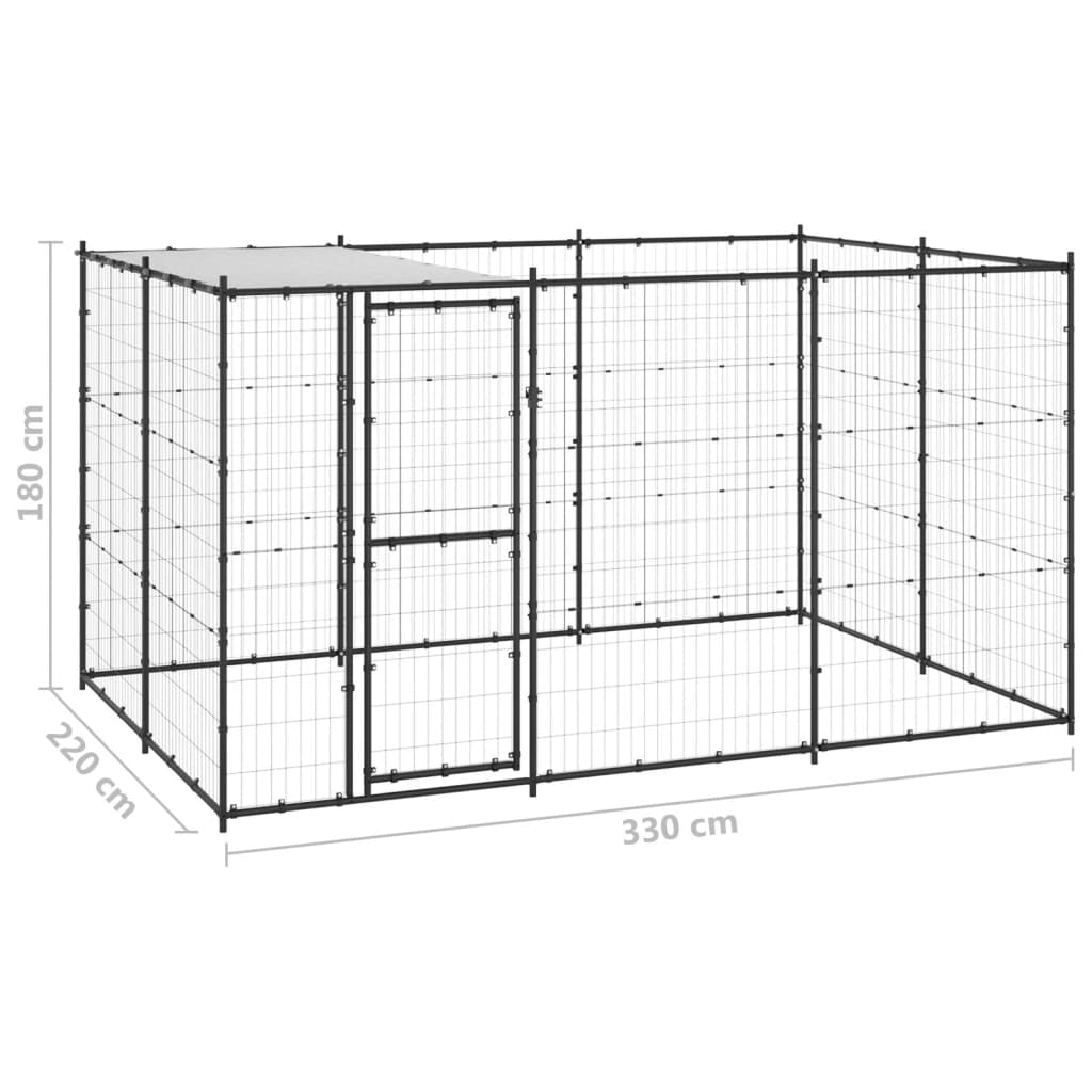 Vidaxl Perrera De Exterior De Acero Con Techo 7,26 M²_2