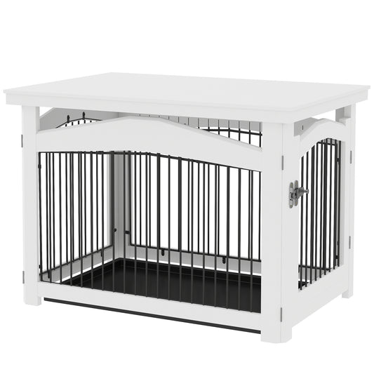 Pawhut Jaula Para Perros Medianos 3 En 1 Con Tapa Superior Desmontable Blanco_0