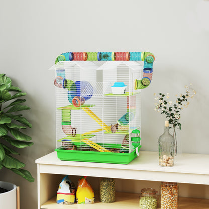 Pawhut Jaula Para Hámster De 5 Niveles 47x30x59 Cm Con Casita Escaleras Verde_1