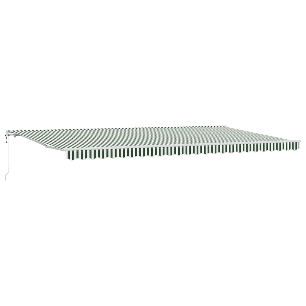 Toldo Retráctil Verde Y Blanco 600 X 300 Cm Tela Y Aluminio_0
