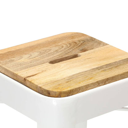 Taburetes De Cocina 4 Unidades Madera Maciza De Mango Blanco_2