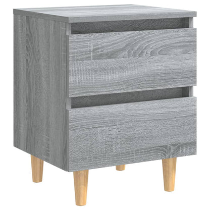 Mesita De Noche Patas De Madera Maciza Gris Sonoma 40x35x50 Cm_0