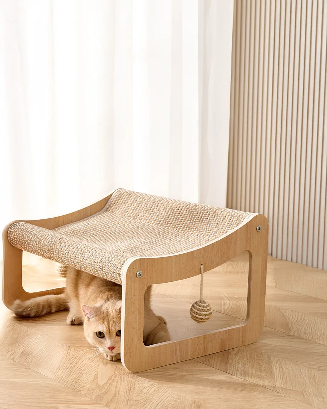 Hamaca Para Gatos Cala Serena Elevada De Diseño Natural Althea Living 53x40x30cm_4