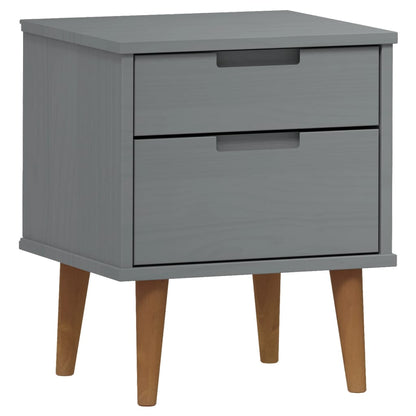 Mesita De Noche Molde Madera Maciza De Pino Gris 40x35x48 Cm_0
