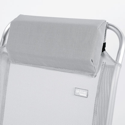 Silla Plegable Camping Antivuelco Y Multiposición Gris C/cojín Aktive_4