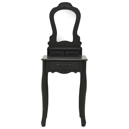 Juego De Tocador Y Taburete Madera Paulownia Negro 50x59x136 Cm_2