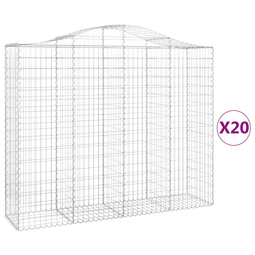 Cestas Gaviones 20 Uds Forma De Arco Hierro 200x50x160/180 Cm_0