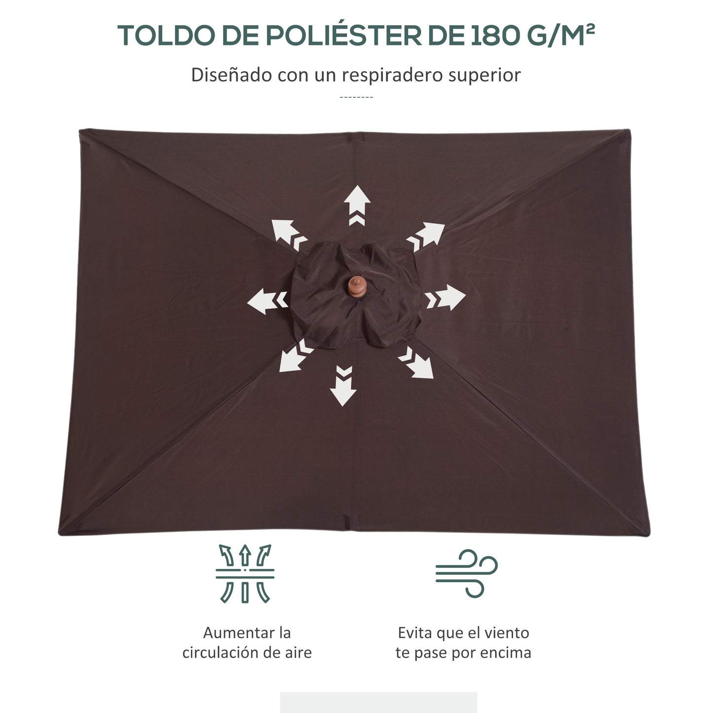 Outsunny Sombrilla Terraza Exterior 200x150 Cm Con Ángulo Ajustable Café_4