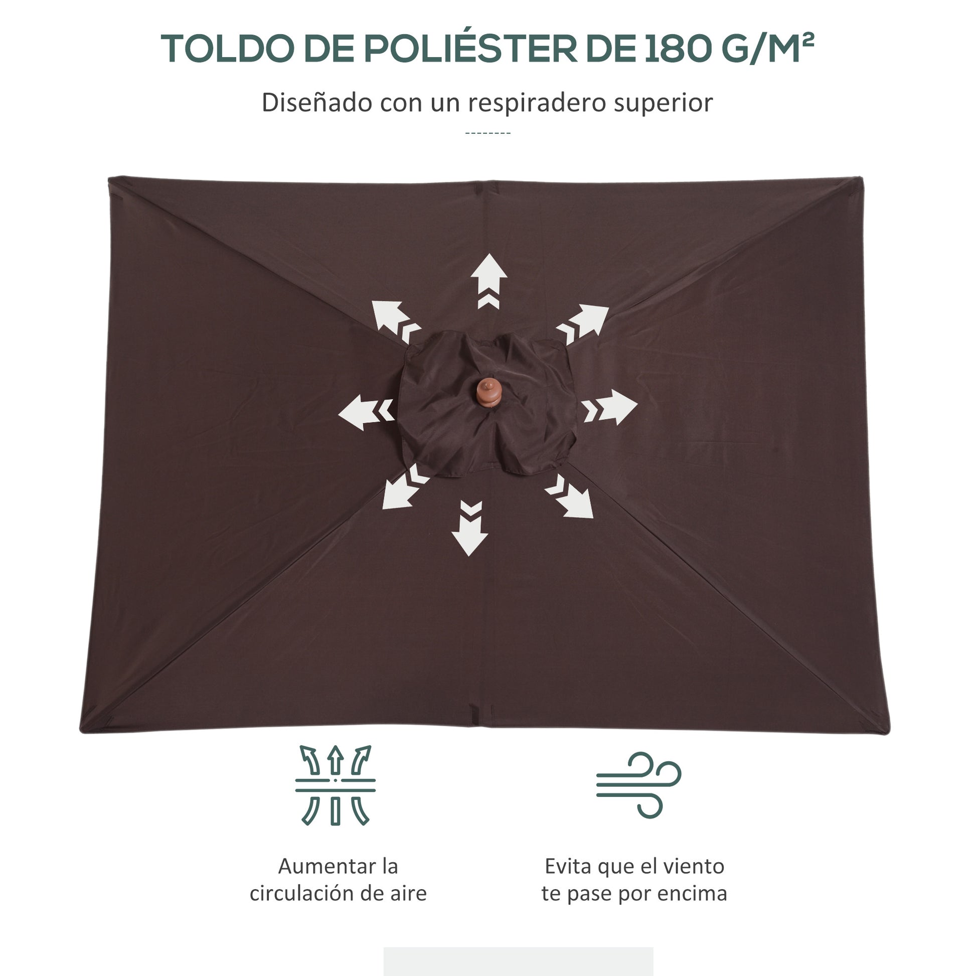 Outsunny Sombrilla Terraza Exterior 200x150 Cm Con Ángulo Ajustable Café_4
