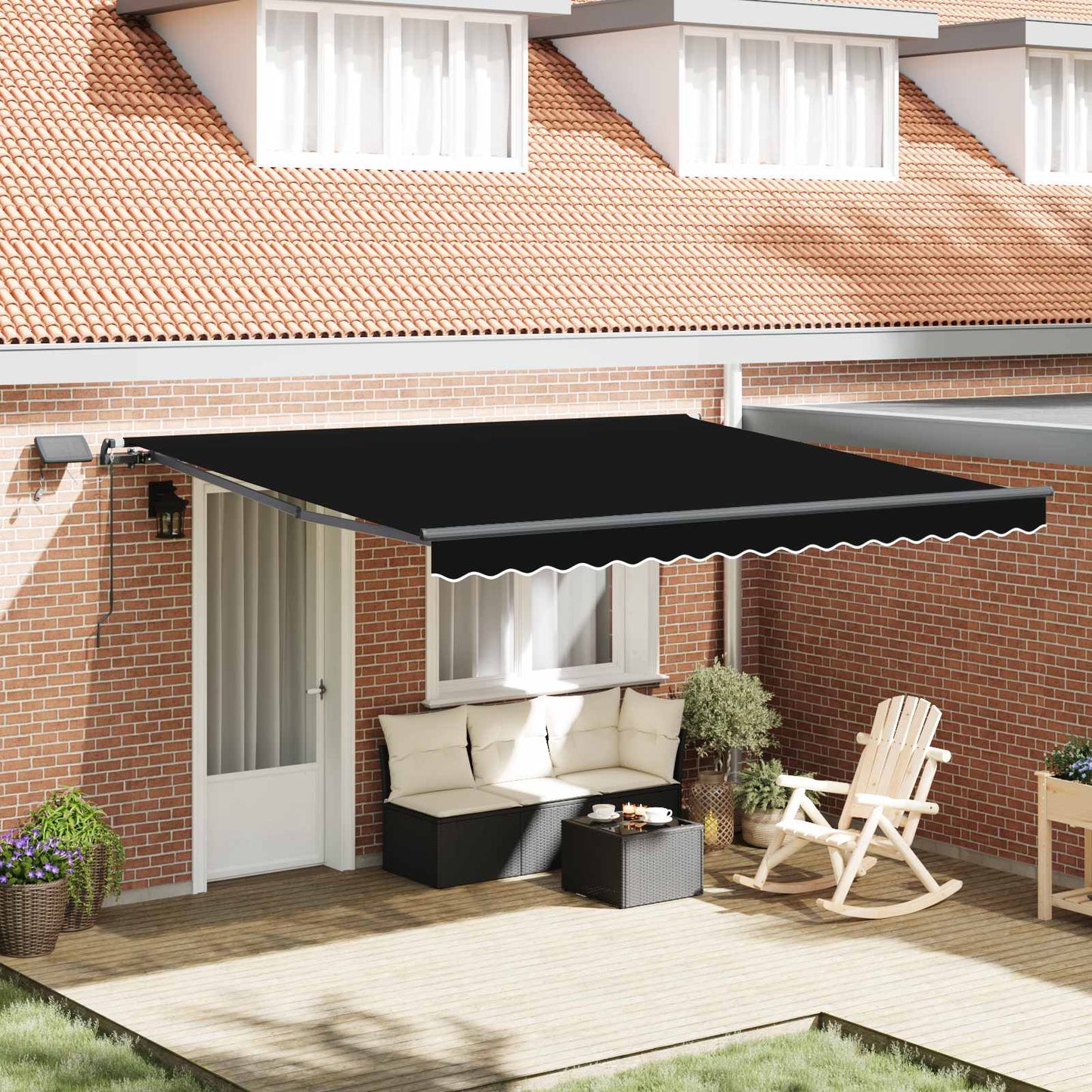 Toldo Retráctil Negro 400 X 300 Cm Tela Y Aluminio_1