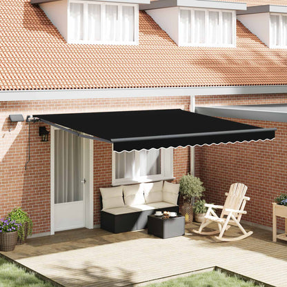 Toldo Retráctil Negro 400 X 300 Cm Tela Y Aluminio_1