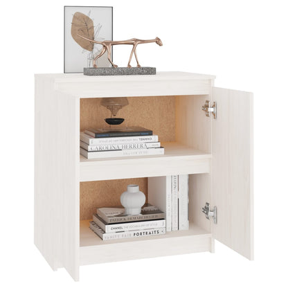 Armario Auxiliar Madera Maciza De Pino Blanco 60x36x65 Cm / Vetonek_3