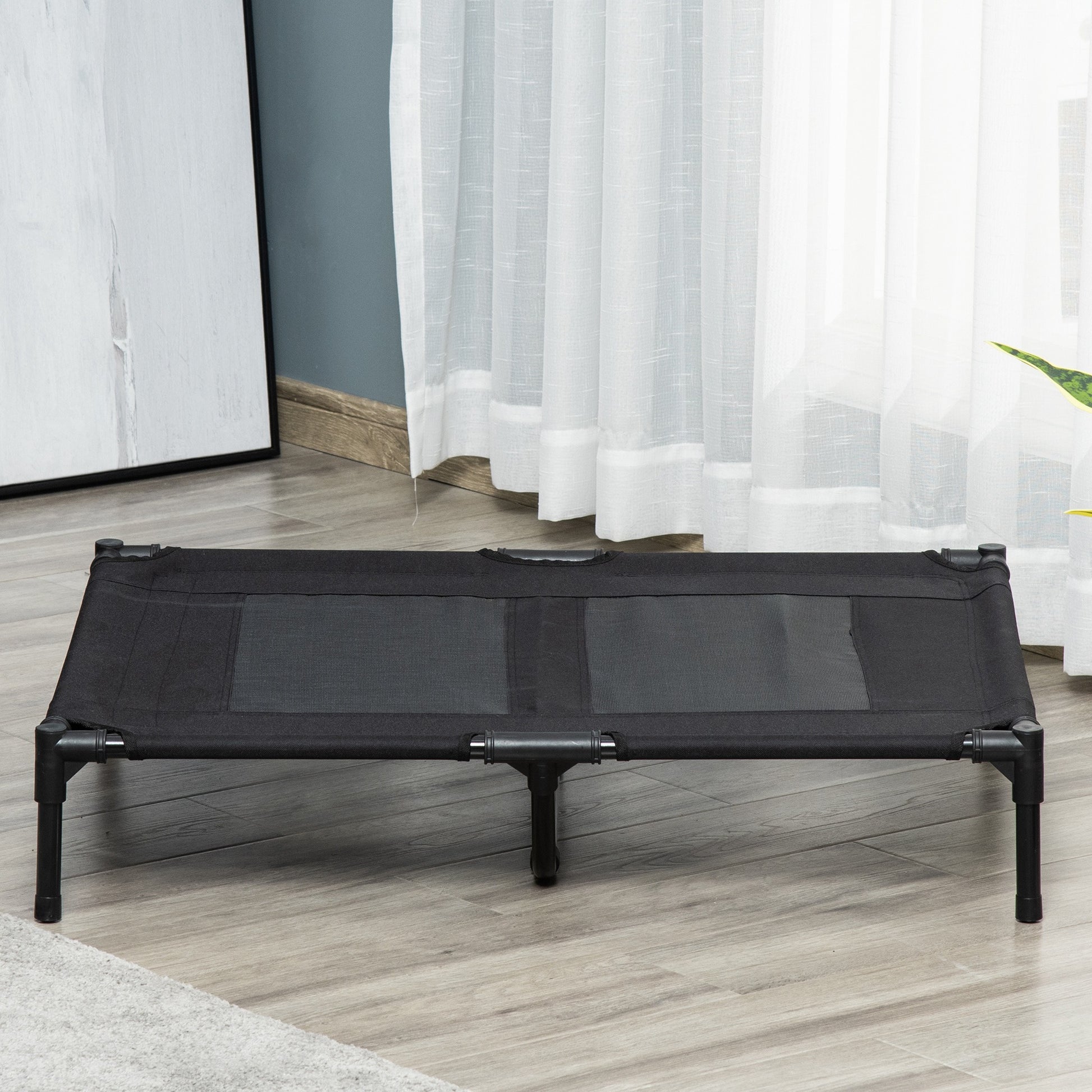 Pawhut Cama Elevada Para Perros Interior Y Exterior 92x76x18 Cm Negro_4
