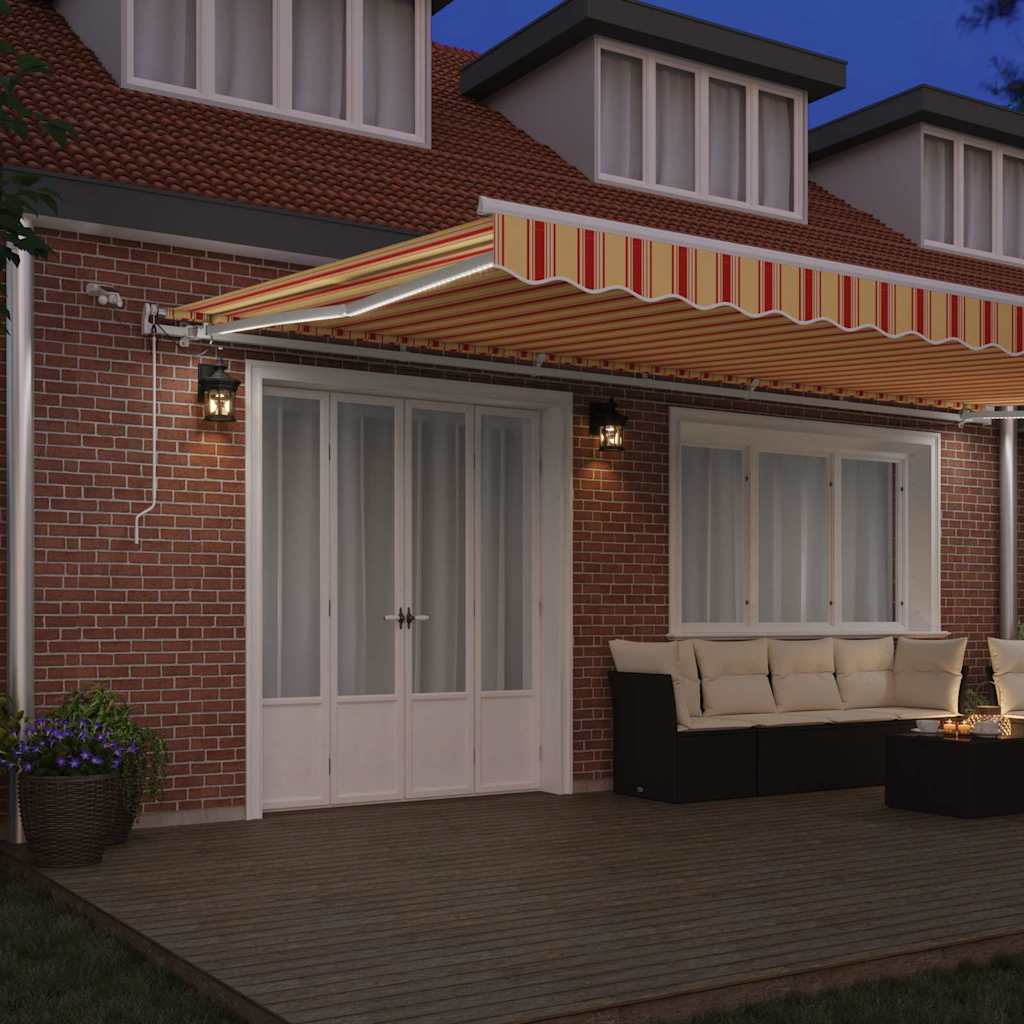 Toldo Retráctil Amarillo Y Naranja 600 X 350 Cm Poliéster_2