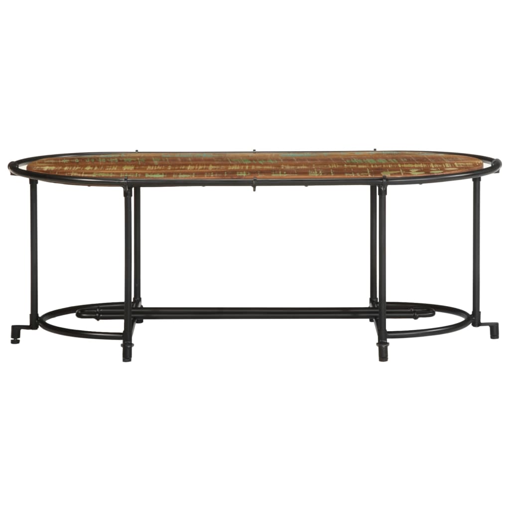 Mesa De Centro Madera Maciza Reciclada 110x55x40 Cm_2
