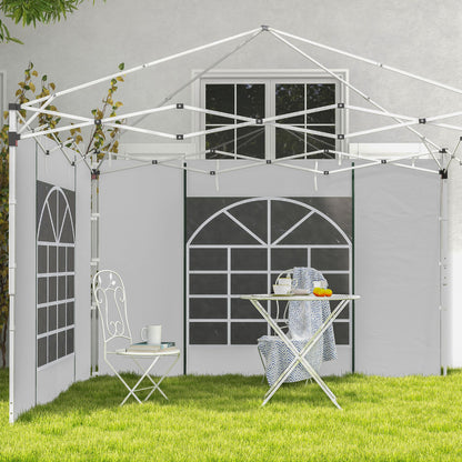 Outsunny Paredes Laterales Para Carpa De 2 Paneles 295x195 Cm Con Ventana Blanco_1