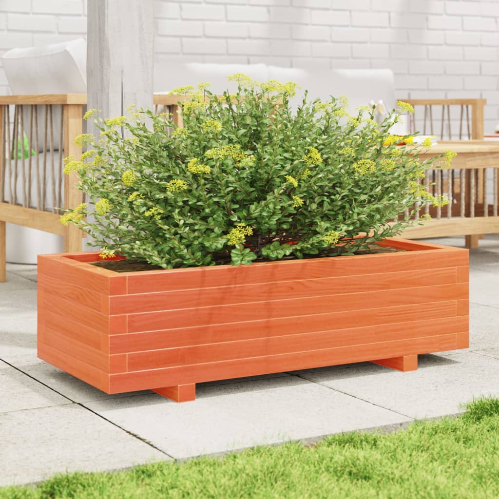 Jardinera De Madera Maciza De Pino Marrón Cera 90x40x26,5 Cm_2