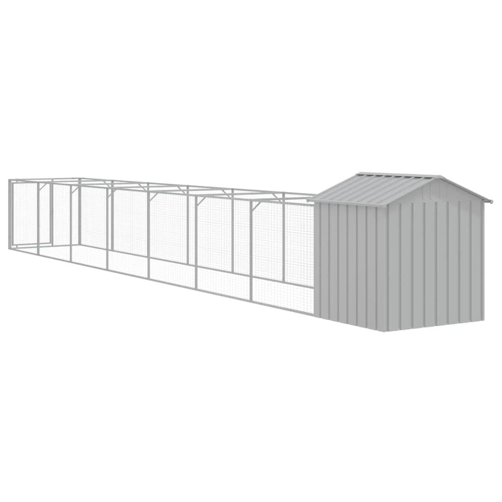 Vidaxl Caseta Perros Tejado Acero Galvanizado Gris Claro 117x813x123cm_4