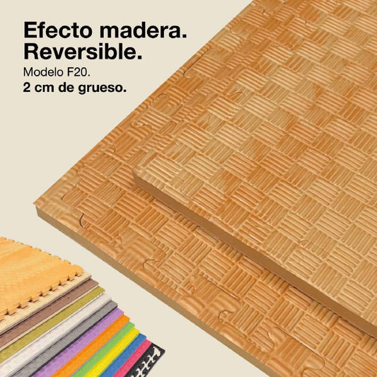 Jowy Tatami Puzzle 2cm 100x100cm, Pack 4 Unidades – Superficie 5 Líneas Madera_0