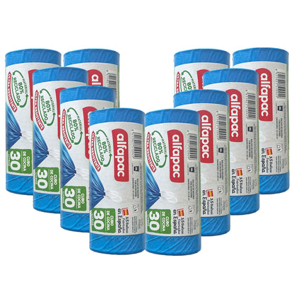 80% Reciclado 10 Rollos De 15 Bolsas De Basura 30l Con Autocierre_0